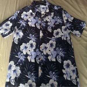 Preswick & Moore Navy and White Floral Button Down Shirt